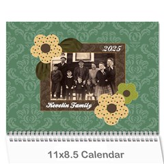 Blue & Brown Heritage 12 Month Calendar - Wall Calendar 11  x 8.5  (12-Months)
