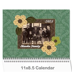 Blue & Brown Heritage 12 Month Calendar - Wall Calendar 11  x 8.5  (12-Months)