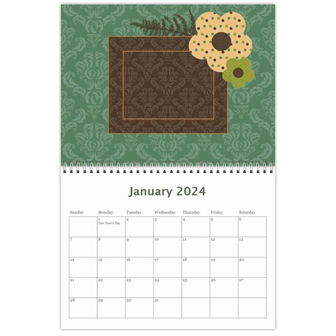 Blue & Brown Heritage 12 Month Calendar By Klh Jan 2024