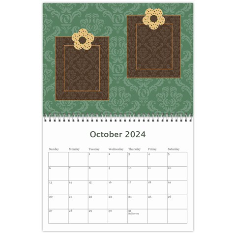 Blue & Brown Heritage 12 Month Calendar By Klh Oct 2024