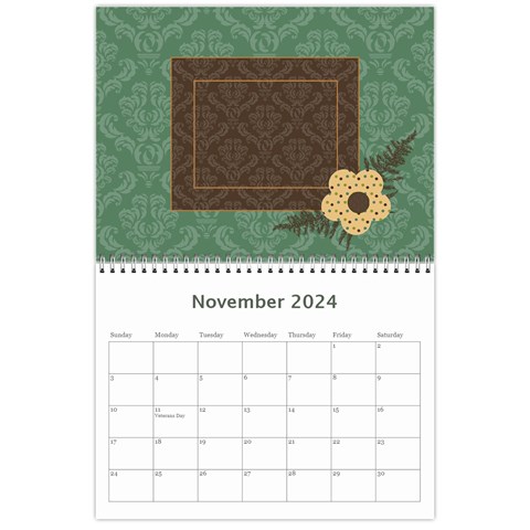 Blue & Brown Heritage 12 Month Calendar By Klh Nov 2024