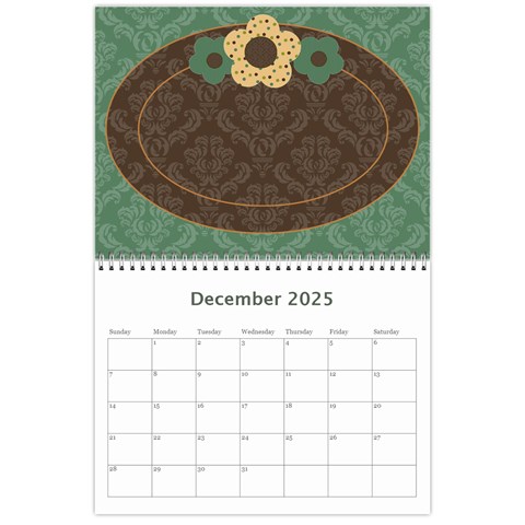 Blue & Brown Heritage 12 Month Calendar By Klh Dec 2025