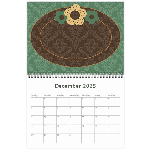 Blue & Brown Heritage 12 Month Calendar By Klh Dec 2024