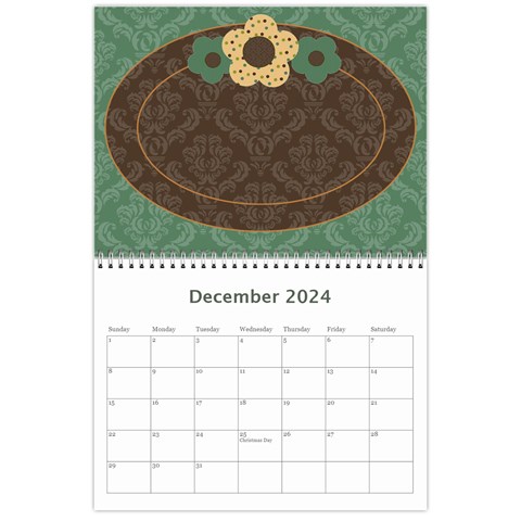 Blue & Brown Heritage 12 Month Calendar By Klh Dec 2024