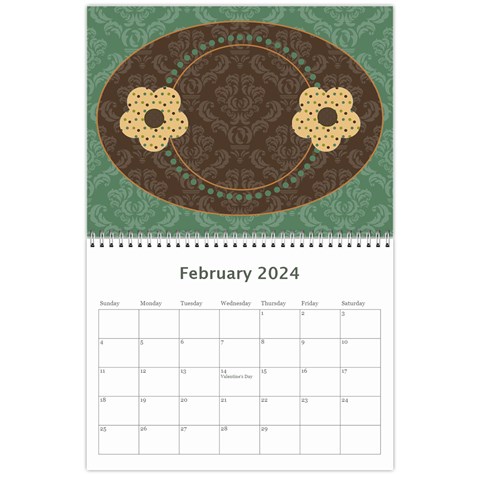 Blue & Brown Heritage 12 Month Calendar By Klh Feb 2024