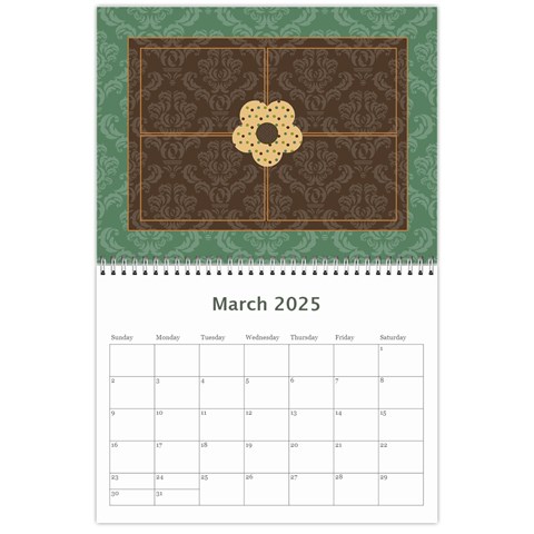 Blue & Brown Heritage 12 Month Calendar By Klh Mar 2025