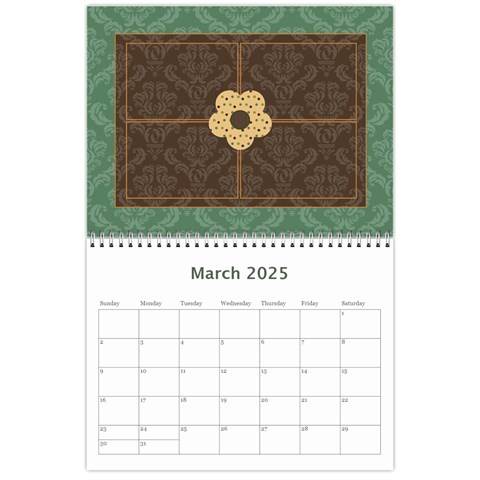 Blue & Brown Heritage 12 Month Calendar By Klh Mar 2024