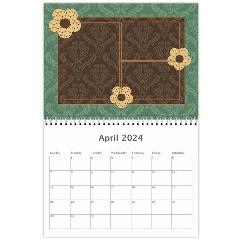 Blue & Brown Heritage 12 Month Calendar By Klh Apr 2024