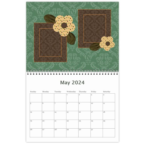 Blue & Brown Heritage 12 Month Calendar By Klh May 2024