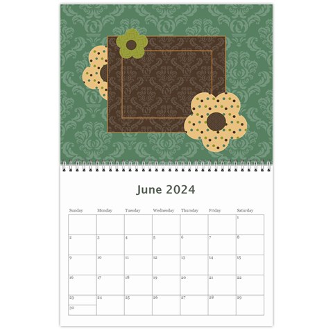 Blue & Brown Heritage 12 Month Calendar By Klh Jun 2024
