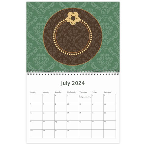 Blue & Brown Heritage 12 Month Calendar By Klh Jul 2024