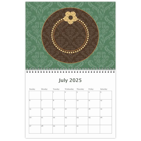 Blue & Brown Heritage 12 Month Calendar By Klh Jul 2025