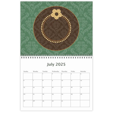 Blue & Brown Heritage 12 Month Calendar By Klh Jul 2024