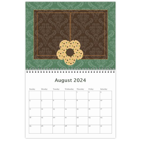 Blue & Brown Heritage 12 Month Calendar By Klh Aug 2024