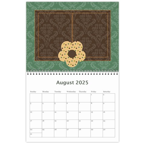 Blue & Brown Heritage 12 Month Calendar By Klh Aug 2025