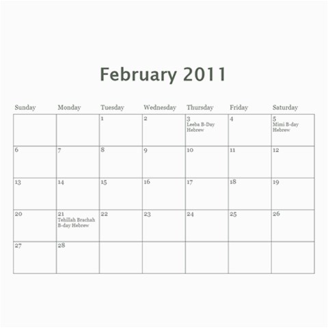 Family Calendar By Bryna Mar 2011
