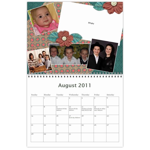 Family Calendar By Bryna Aug 2011