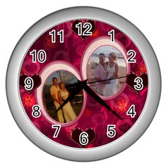 I Heart You Pink White Wall Clock - Wall Clock (Silver)
