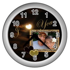 I Heart You Moon White Wall Clock - Wall Clock (Silver)