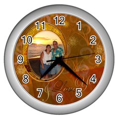 I Heart You gold White Wall Clock - Wall Clock (Silver)