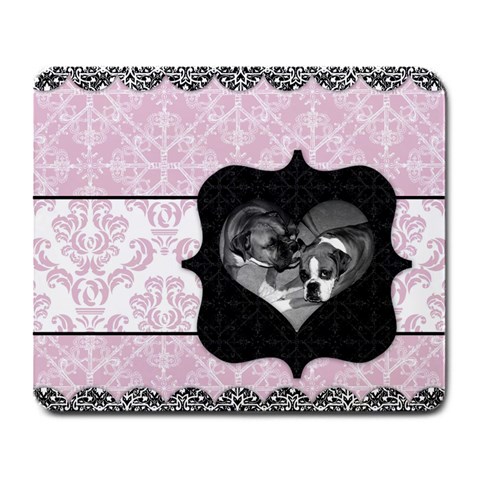 Pink & Black Heart Frame Mousepad By Klh Front