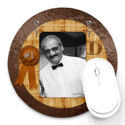 #1 Dad Round Mousepad By Lil Front
