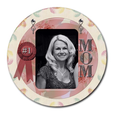 #1 Mom Round Mousepad By Lil Front