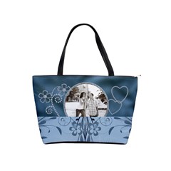 Pretty Blue Flowers & Hearts Shoulder Handbag - Classic Shoulder Handbag
