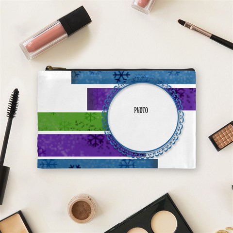 Snowflake Medium Cosmetic Bag By Amanda Bunn Front