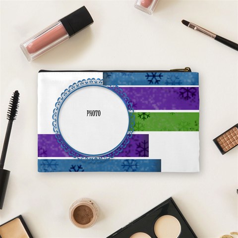 Snowflake Medium Cosmetic Bag By Amanda Bunn Back