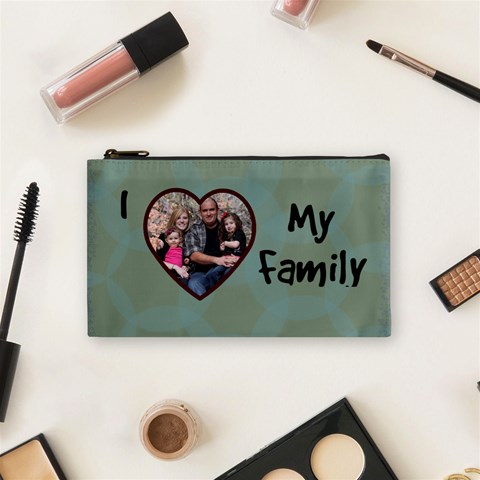 I Heart My Family Small Cosmetic Bag By Amanda Bunn Front