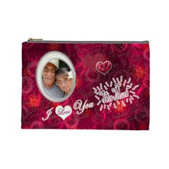 I heart you THIS MUCH pink white large cosmetic bag - Cosmetic Bag (Large)