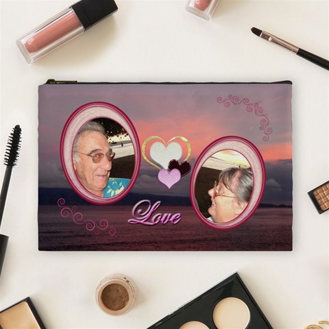 I Heart You 35 Love Sunset Large Cosmetic Bag By Ellan Front