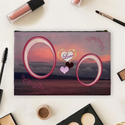 I Heart You 35 Love Sunset Large Cosmetic Bag By Ellan Back