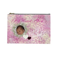 I heart you THIS MUCH Baby Pink Large Cosmetic Bag - Cosmetic Bag (Large)