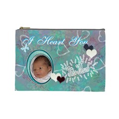 I heart you THIS MUCH Baby blue aqua2 Large Cosmetic Bag - Cosmetic Bag (Large)