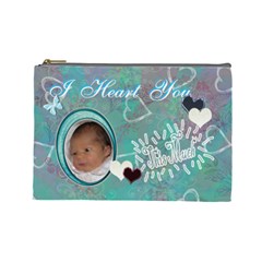 I heart you THIS MUCH Baby blue aqua2 Large Cosmetic Bag - Cosmetic Bag (Large)