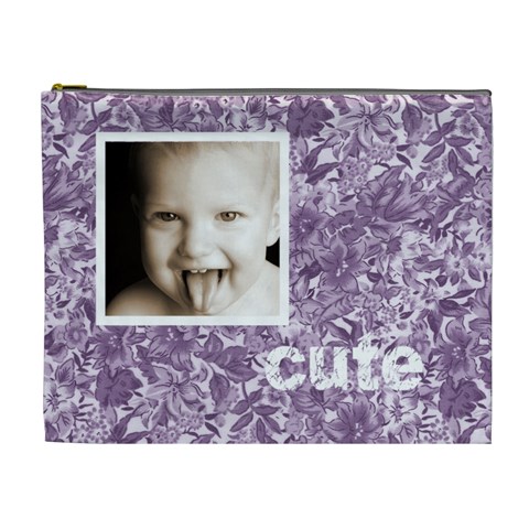 Cute Smile Purple Floral Cosmetic Bag By Catvinnat Front