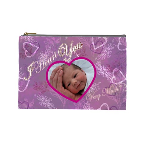 I Heart You Love Lavender Purple Large Cosmetic Bag By Ellan Front