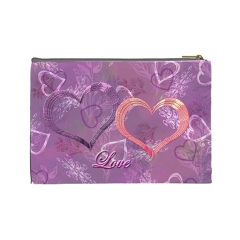 I Heart You Love Lavender Purple Large Cosmetic Bag By Ellan Back