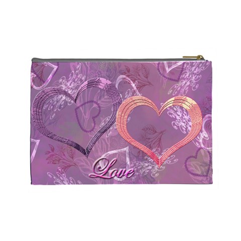 I Heart You Love Lavender Purple Large Cosmetic Bag By Ellan Back