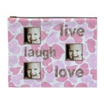 pink hearts live, laugh, love extra large cosmetic bag - Cosmetic Bag (XL)