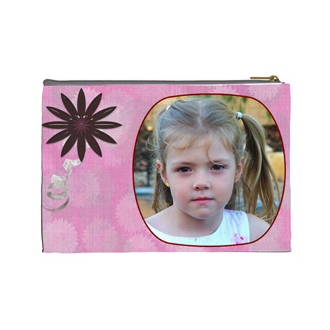Pink Daisy Large Cosmetic Case 2 By Joan T Back