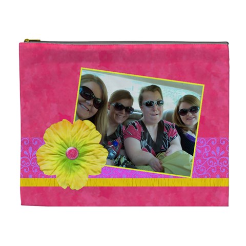 Pink Lemonade Xl Cosmetic Bag By Klh Front