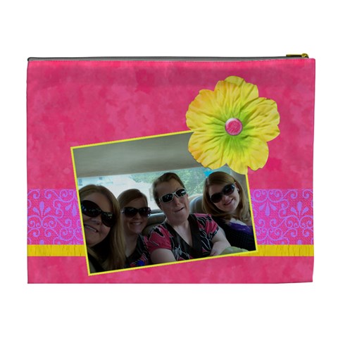 Pink Lemonade Xl Cosmetic Bag By Klh Back