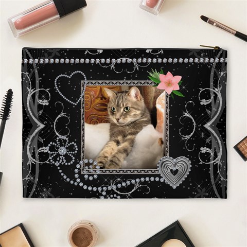 Fancy Black/diamonds Xl Cosmetic Case By Lil Back