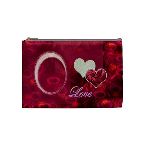 I Heart You Pink Love Medium Cosmetic Bag By Ellan Front