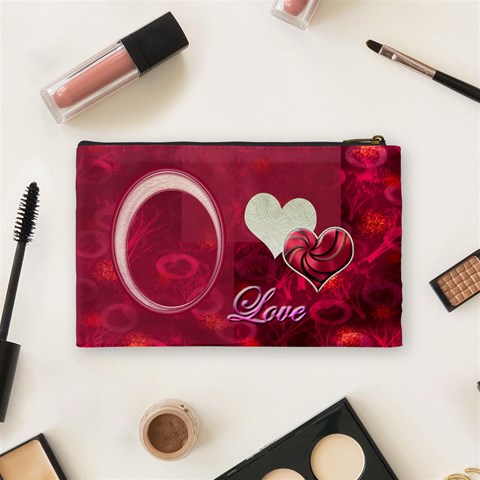 I Heart You Pink Love Medium Cosmetic Bag By Ellan Back
