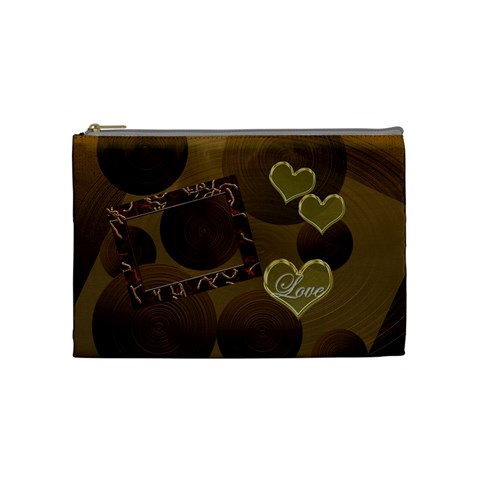 I Heart You Gold Love Medium Cosmetic Bag By Ellan Front
