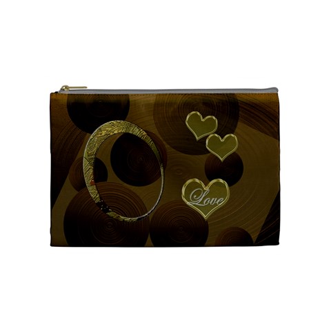 I Heart You Gold Love2 Medium Cosmetic Bag By Ellan Front